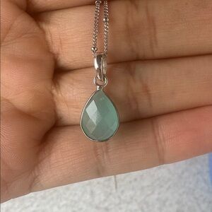 Elegant Silver Necklace with Mint Green Pendant